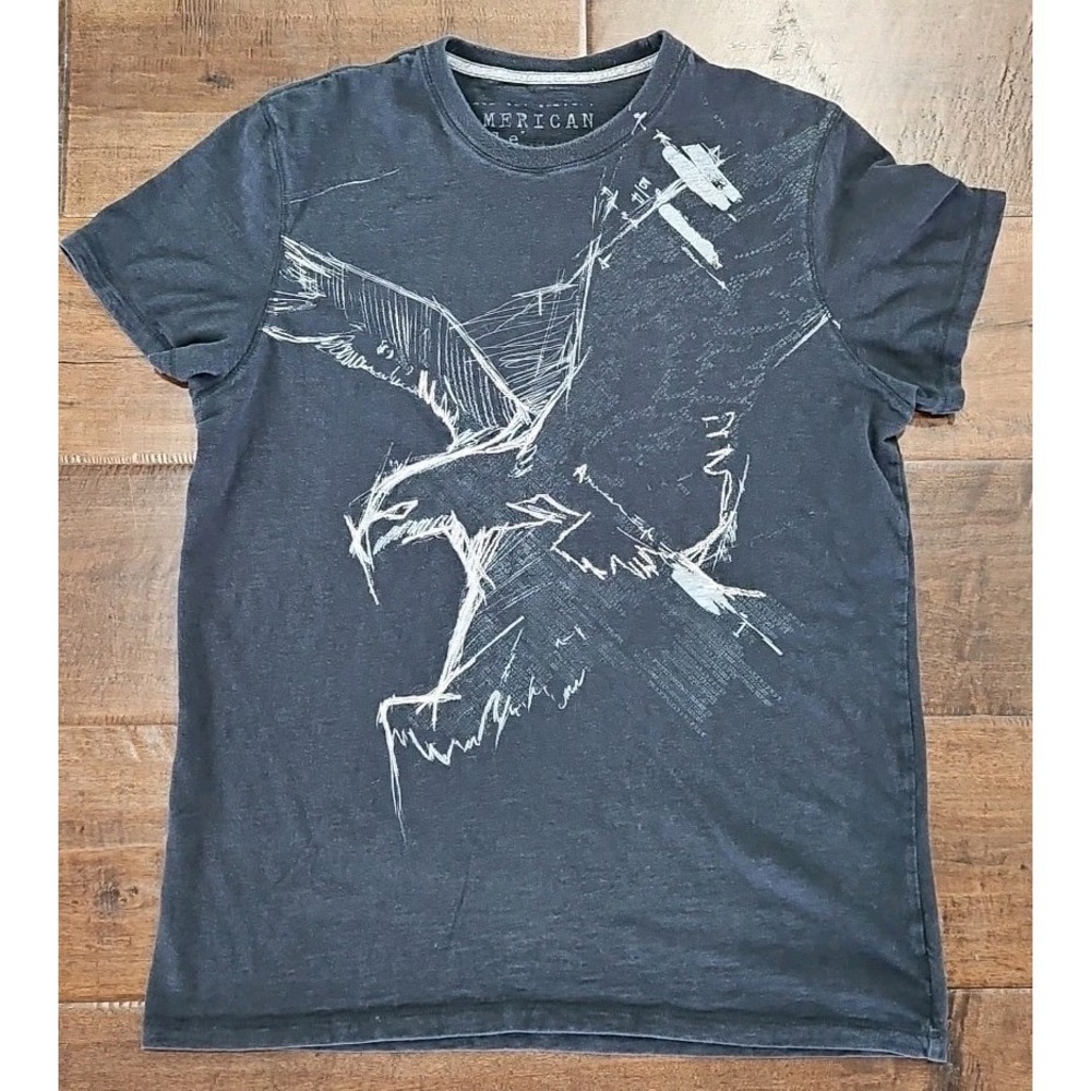 American Eagle Outfitters Men's XL‎ Vintage Fit Black Lava Wash Graphic Eagle